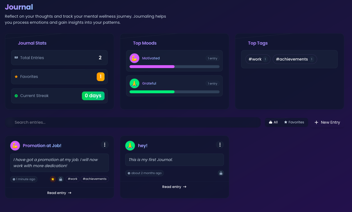 Journal interface